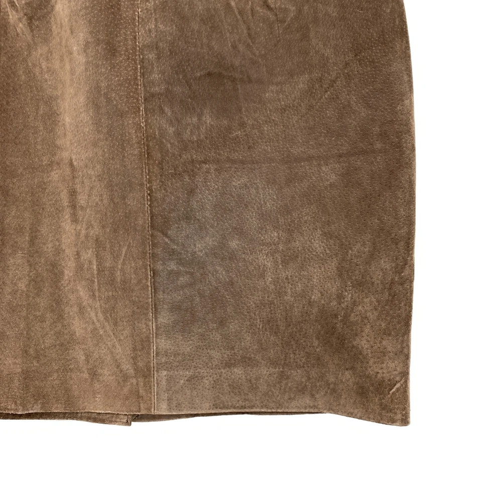 Vintage 90s Express Suede Leather Skirt Womens Apx Size 27" US 4 Brown  - Image 4 of 4