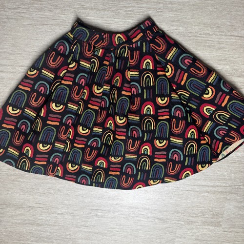 Moixa ZEGERMAN London A-Linie Strick Falten Rock Regenbogen Print Damen M - Bild 3 von 8