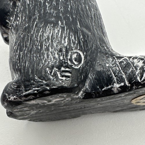 Signed 2.5” Hand Carved Beaver Sculpture Inuit Soapstone A Wolf Original Canada - Picture 7 of 8