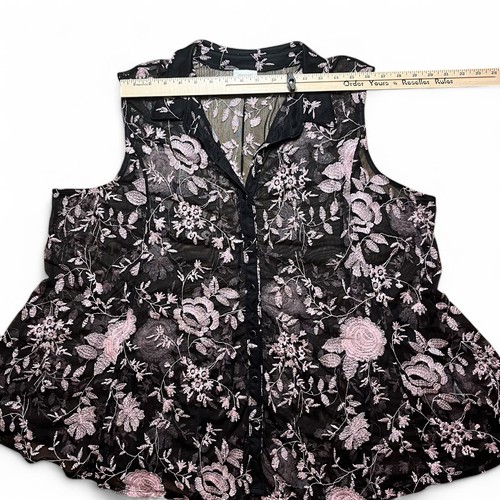 Avenue Top 5XL Black Pink Embroidered Lace Floral Flowy Beach Bathing Coverup - Picture 7 of 7