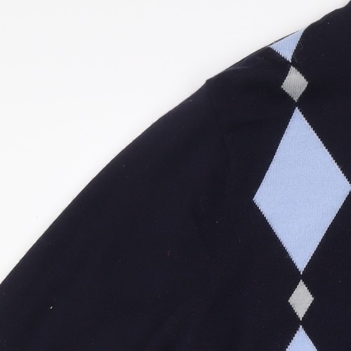 Cutter & Buck Men's Blue Argyle 1/2 Zip Wool Blend Jumper M - Picture 7 of 12