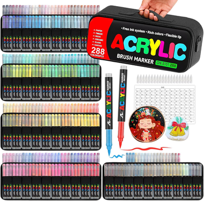168 Colors Acrylic Markers, Soft Brush Tip Paint Pens and Paint