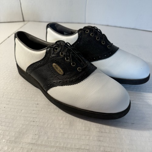 Foot-Joy  Golf Shoes Mens 8M Soft-Joys Style # 53892 White Black Spikeless EUC - Picture 2 of 12