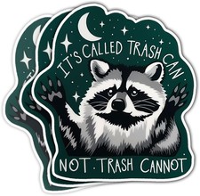  3PCs It's Called Trash Can Not Trash Cannot Sticker, Racoon Sticker, Trash Pan