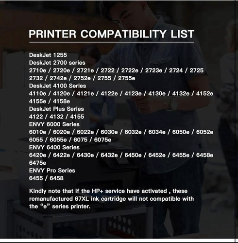E-Z Ink 67XL 67 Ink Replacement for HP Cartridges Black Color Combo 2 Pack! - Picture 3 of 6
