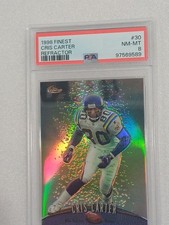 1998 Topps Finest - Cris Carter #30 Refractor Vikings PSA 8 Low Pop HOF Vikings