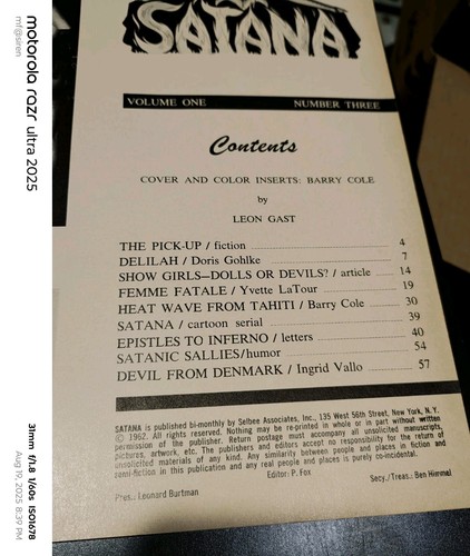 1962 Satana Magazine #3 - Picture 10 of 24