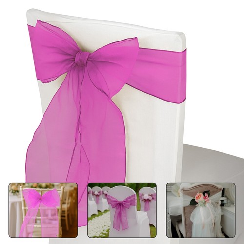 1/25/50/75/100 Organza Chair Cover Bow Sash WIDER FULLER BOWS Wedding Party - Picture 302 of 457
