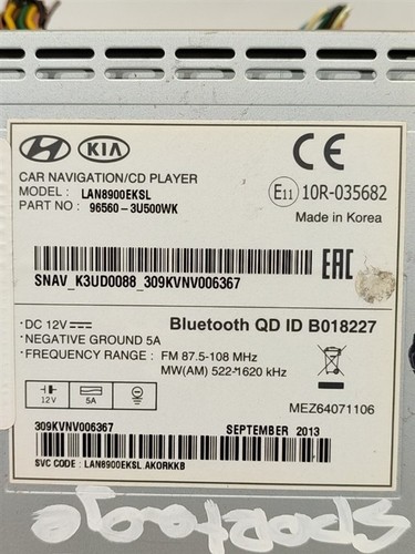 AUTORADIO PER KIA Sportage Serie 96560-3U500WK D4FD (10>16) - Foto 2 di 4