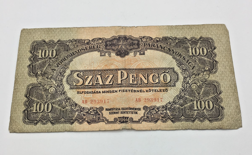1944 Hungarian Pengo 100 Szaz Banknote Collectable  CN3 P120 - Picture 1 of 12