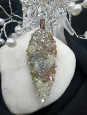Handmade Dichroic Glass Pendant- Tack Fused rough finish 
