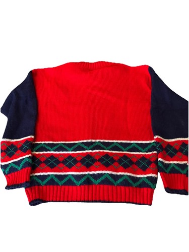Suéter Vintage Rojo Camel Niños Navidad Reno Cuello Redondo - Imagen 4 de 4