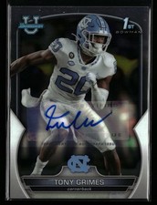 2022 Bowman University Chrome #75 Tony Grimes Prospect Autograph North Carolina