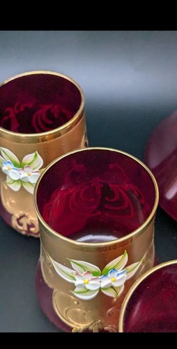 Signierte Murano Glas Karaffe Set mit sechs Gläsern 24K Blattgold - San Marco - Bild 14 von 20