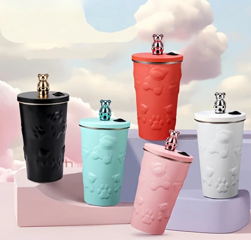 Coffee Mug Insulated Thermal Stainless Steel Hot / Cold Drinks Flask Straw & Lid - Picture 26 of 27