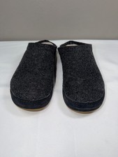 OluKai Men's Hamani Hulu Slippers Slip On Mules Sz 9 Gray Black Sheep Fur Lined