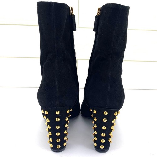GUCCI Mid Boots Shoes EU 37.5 US 7.5 Suede Black Authentic by JAPAN - Picture 2 of 24