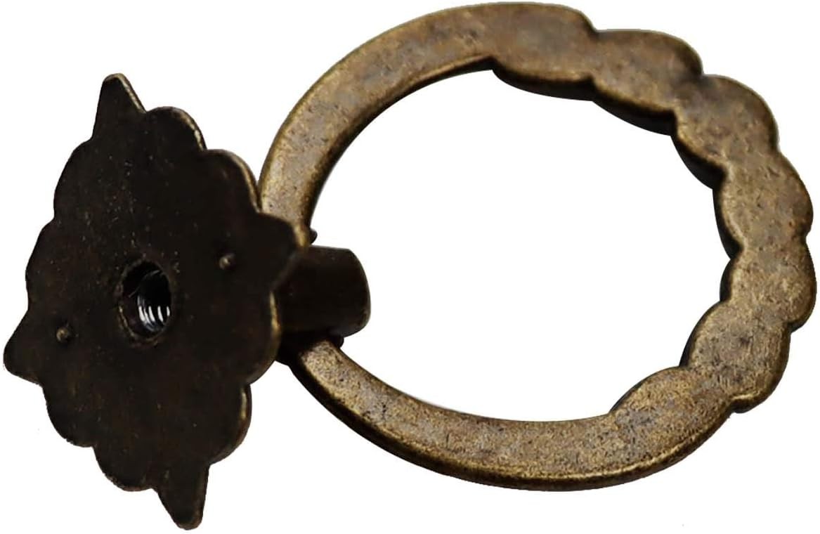 6pcs Vintage Bronze Drop Ring Knobs Pulls Handles for Dresser Drawer Antique