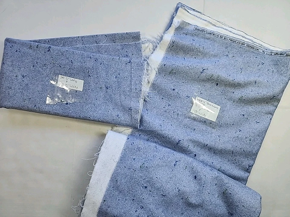 Y2k Fabric Traditions Blue Cotton Flannel Sewing Fabric 2pc 43"w X 2.3yd & 39x21 - Image 2 of 4