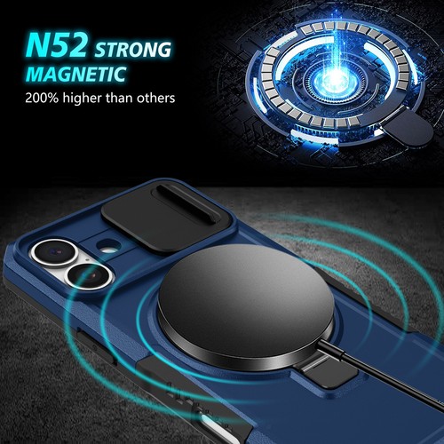 For iPhone 17 Pro Max Magnetic Case Shockproof With Kickstand Anti Fingerprint - Picture 10 of 112