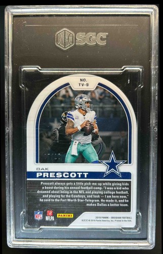 2019 Panini Obsidian Dak Prescott Tunnel Vision Electric Etch Yellow #/10 SGC 10 - Picture 2 of 2