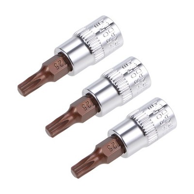 3pcs 1/4'' Drive x T25 Torx Bit Socket S2 Steel Bits CR-V Sockets 38mm Length