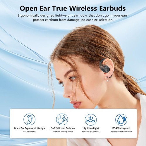Bluetooth 5.4 Headset w/Detachable Microphone, Open Ear Headphones w/Noise Ca... - Picture 7 of 9