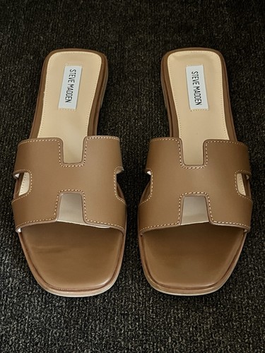 Steve Madden Hadyn Leather Women Sandals Cognac Color -Size 9 - Picture 3 of 15