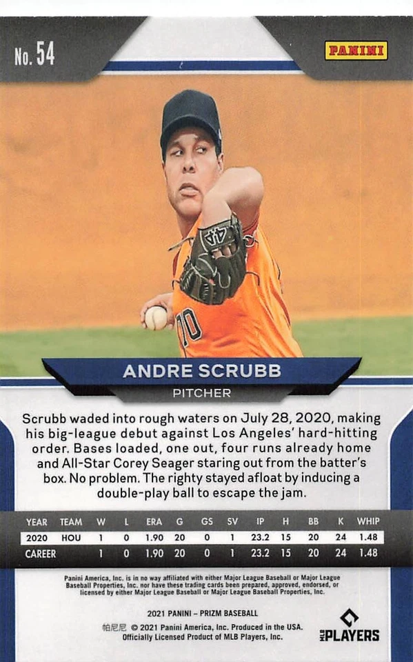 2021 Panini Prizm - Andre Scrubb #54 (RC) - Image 2 of 2