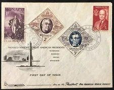Monaco Great American Presidents First Day Cover 1956