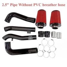 For 09-20 370Z/09-13 G37 3.7L V6 Dual Cold Air Black Intake Kit+Red Air Filter