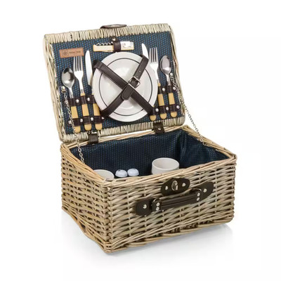Catalina Brown Natural Wood Picnic Basket