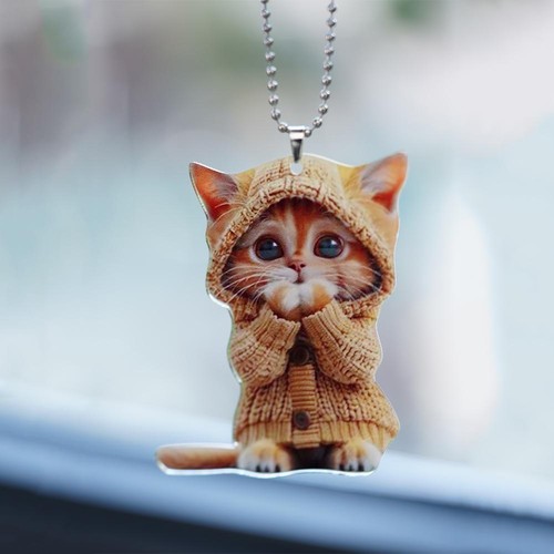 Acrylic 2D Cat Car Hanging Decoration Home Office Backpack Auto Rearview U K- - Picture 8 of 18