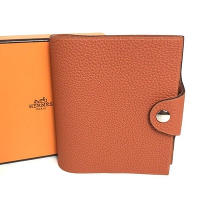 HERMES Orange Togo Leather Mini Ulysse Notebook Cover 4.6 x