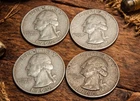 LOT OF 4 - 1960 P & D WASHINGTON QUARTERS 90% SILVER AS SHOWN