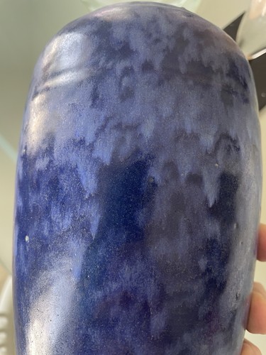 Antique Arts & Crafts Brush McCoy Art Vellum Matte Blue Pottery Vase - Picture 6 of 9