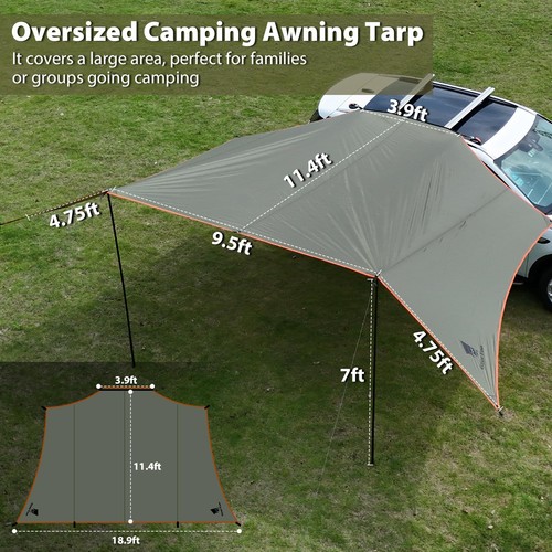 Großes Auto Seite Camping Vorzelt 19 x 11 Fuß SUV Überdachung Plane Wasserdicht Outdoor V... - Bild 3 von 7