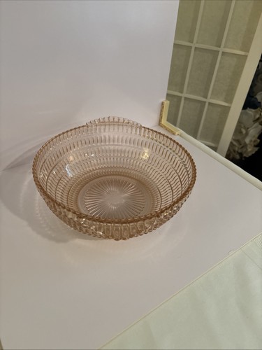Vintage Rosa Depression Glas Servierschüssel mit Griffen Salat Gemüse 8,5" - Bild 2 von 5
