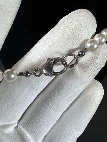 ✨Vintage 18,5 Halskette gestempelt 925 Sterling Silber Perlen Kunstperlen Schmuck✨ - Bild 4 von 6