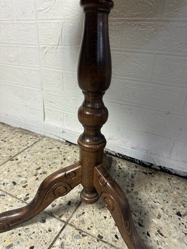 Holz Intarsien Tisch Beistell Holzalt Teetisch Beistelltisch Rund Blume Muster - Bild 3 von 6