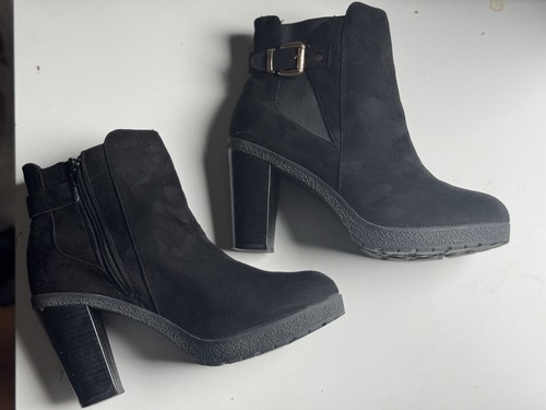 Newlook Women’s Black Suede Bootie Eu Size 40 Uk Size 7 - Picture 6 of 8