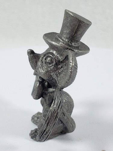 Signed Spoontiques 1980 Pewter S801 Gentleman Top Hat Bowtie Mouse 1.75” Figure - Picture 2 of 8