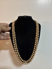 Vintage Unsigned Richelieu Gold Faux pearl necklace Rhinestone Closure Nice