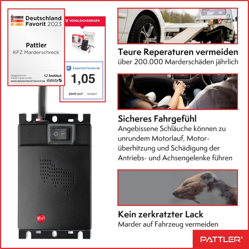 PATTLER® Marderschreck Auto - Marderabwehr Mit Ultraschall. Anschluss an 12V Aut - Bild 2 von 12