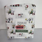 Peanuts Gang Snoopy Queen Size Sheet Set Sally Charlie Brown Christmas Caroling