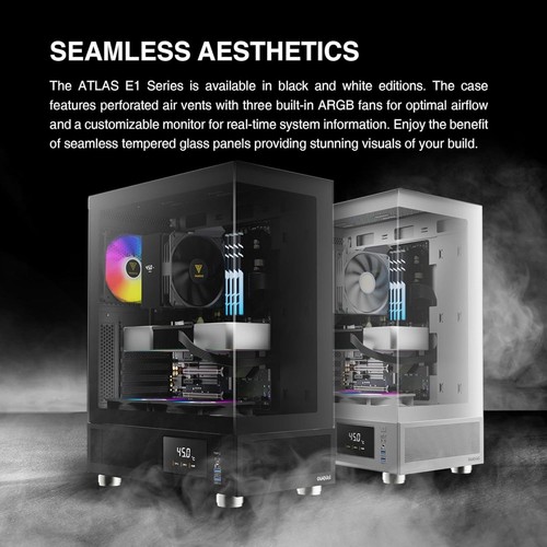 ATX Mid Tower Computer Case with Tempered Glass, Gaming PC Case w/Temperature... - Picture 2 of 9
