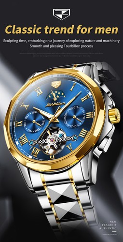 JSDUN Automatic Watch Moon Phase Men's Mechanical Watch Luminous Hands Day-Date - Bild 2 von 18