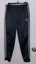 Adidas Boy's Size XL 18/20 Charcoal Gray White stripe jogger athletic pants MINT