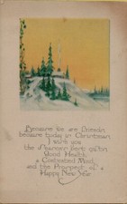Christmas and New Years Poem Postcard Posted Vermont 1924 USA Made