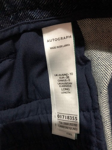 M&S Autogramm gerades Bein Luxus Denim Jeans Premium italienischer Stoff UK 10 lang - Bild 11 von 13